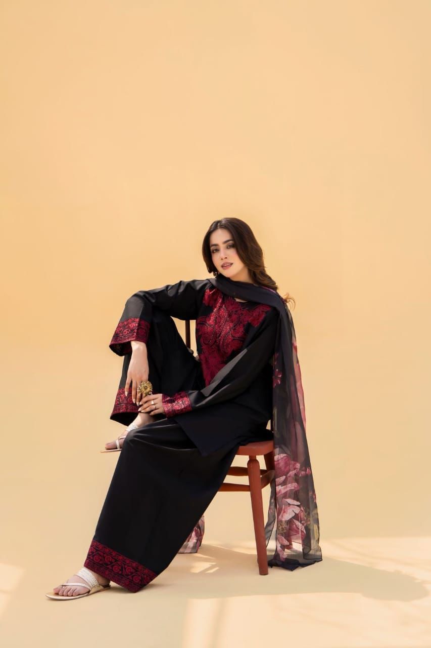 DHANAK 3 piece Emb unsticed AS-01