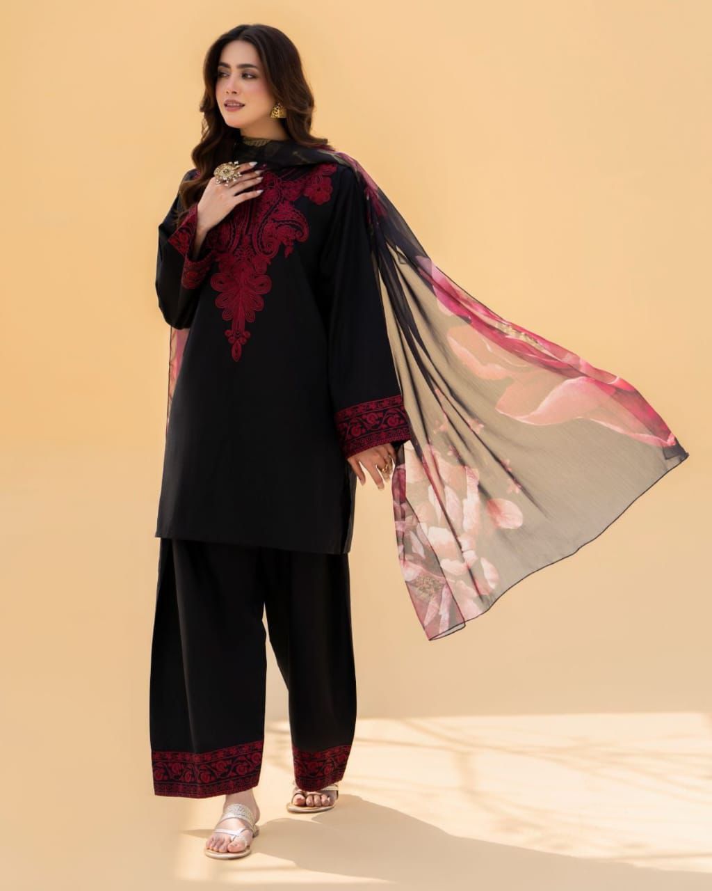 DHANAK 3 piece Emb unsticed AS-01