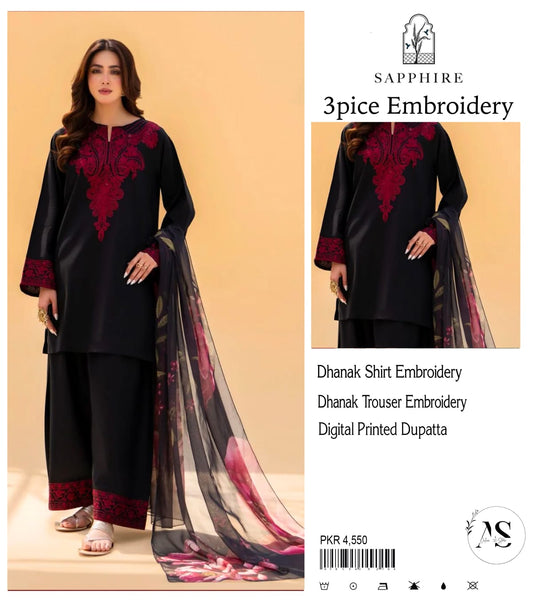 DHANAK 3 piece Emb unsticed AS-01