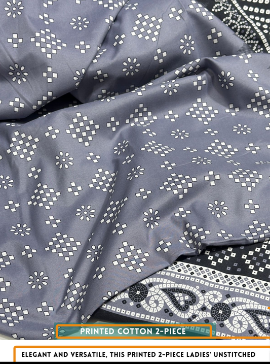 2 Piece All Over Printed Dress Cambric Cotton